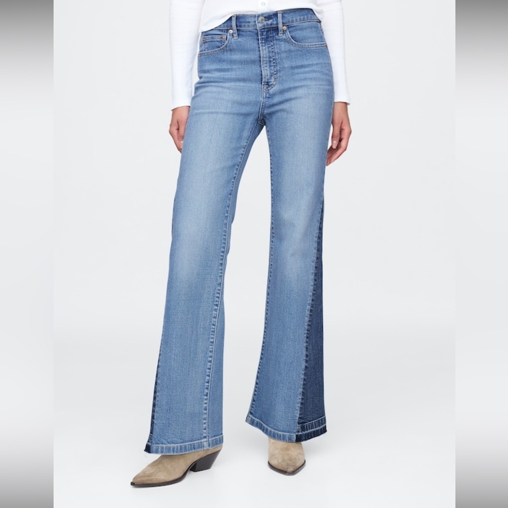 GAP High Rise Patched '70s Flare Jeans - 30 EUC